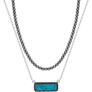 Navajo Pearl Necklace Turquoise Pendant Layered Choker Beaded Boho Western Jewel